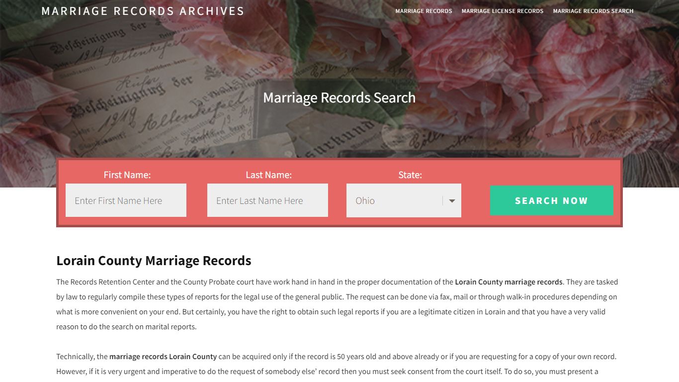 Lorain County Marriage Records | Enter Name and Search ...