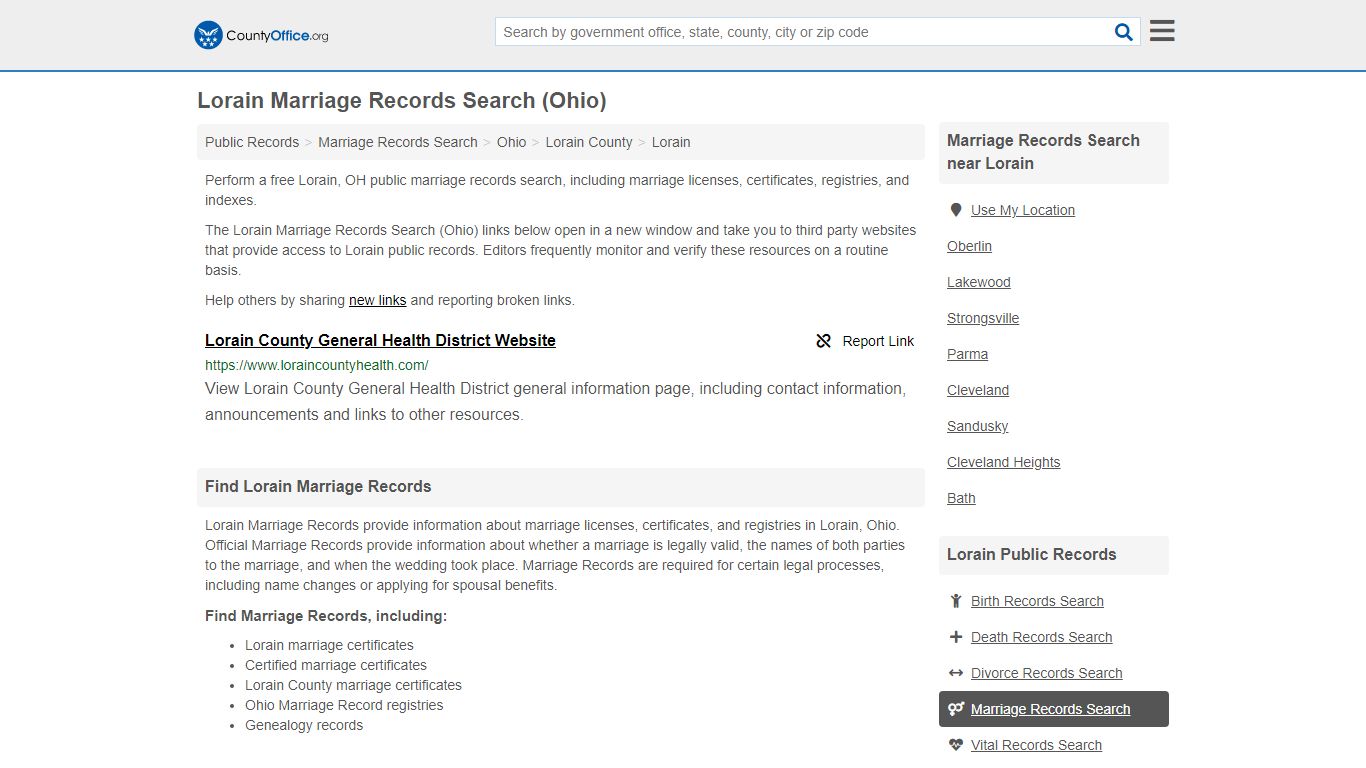 Lorain Marriage Records Search (Ohio) - County Office