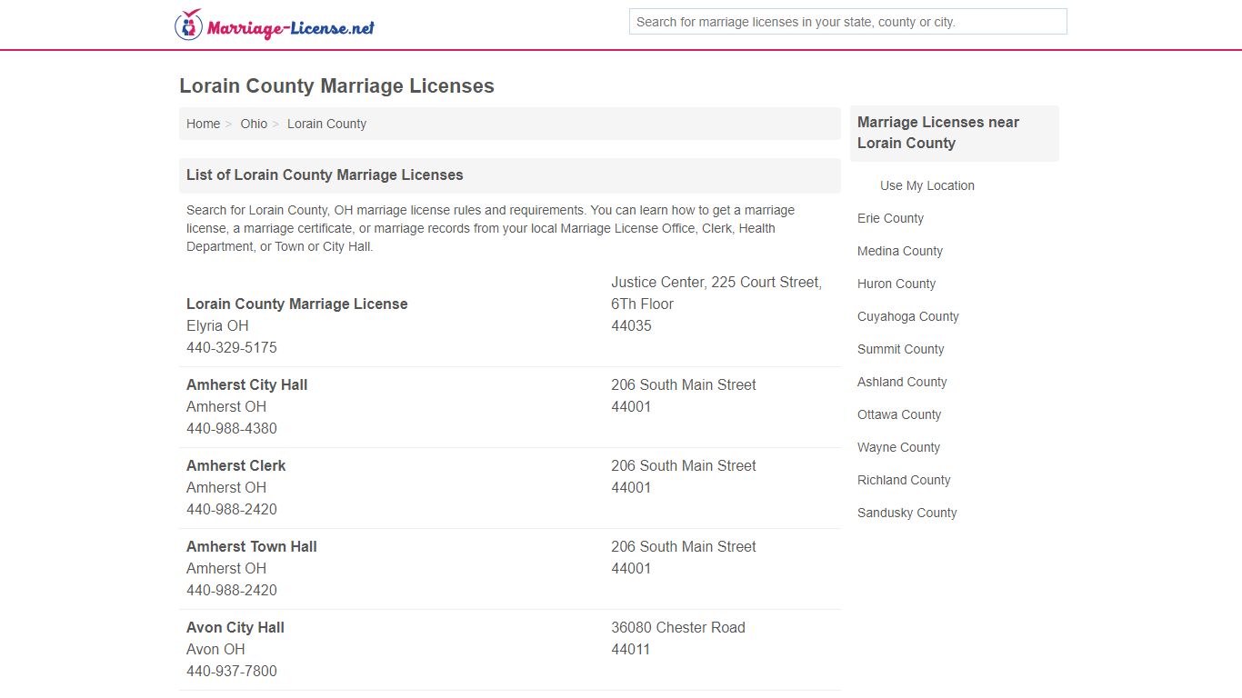 Lorain County Marriage Licenses